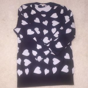 LOFT Navy and White Heart Sweater